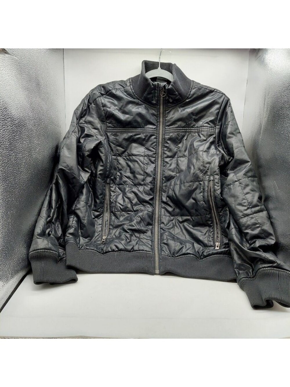 Air Jordan Puffer Black Jacket Full Print Lined Quilted Men’s Size Medium Read